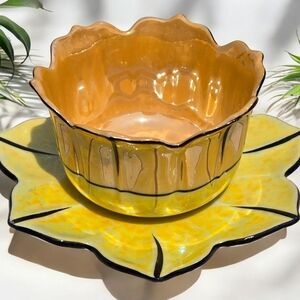 Vintage‎ 1930s Art Deco Yellow Lustreware Teacup and Saucer Set